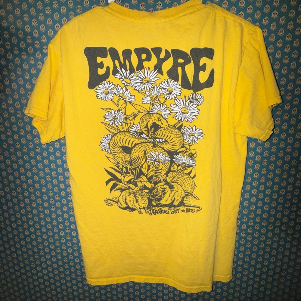 Empyre Vibrant Yellow Tee with Snake and Floral Design